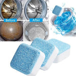 Cleaner tablets dissolving inside a washing machine drum